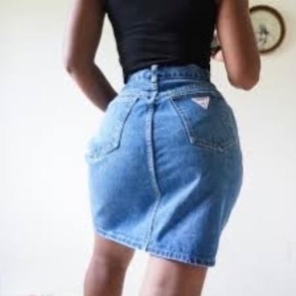 Classic [GUESS] Vintage Denim Pencil Skirt | Blue Jean Mini Skirt | 30 · Medium - Picture 1 of 13